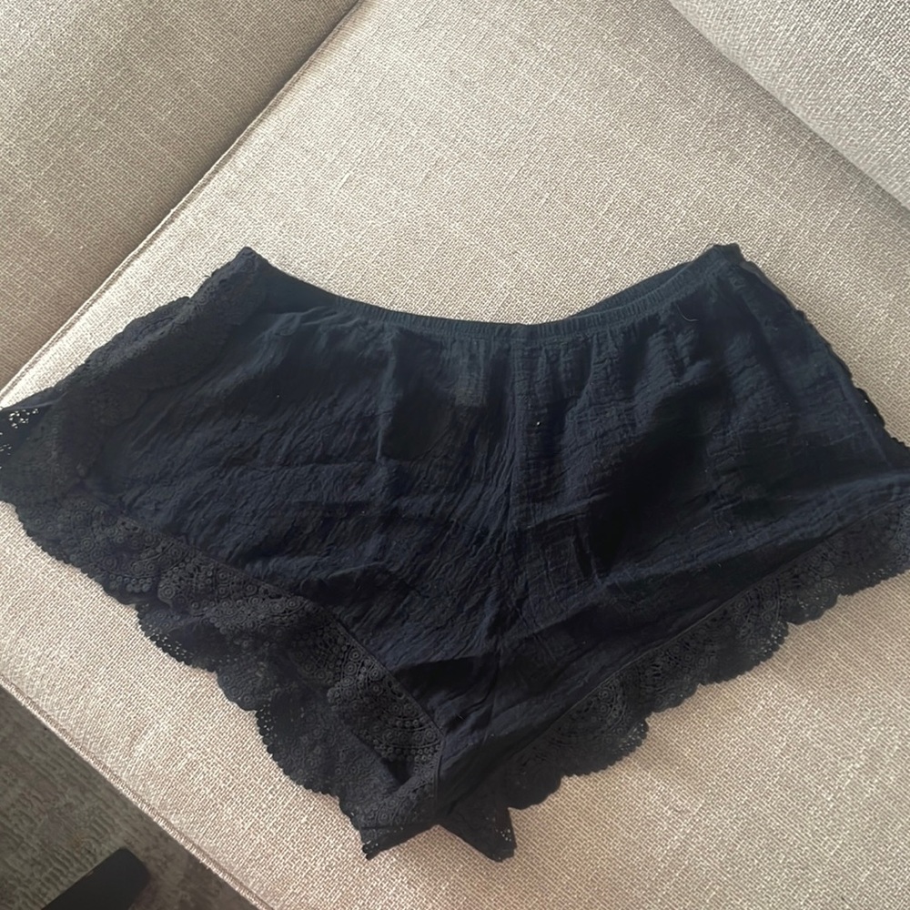 Eberjey black crochet linenshort
